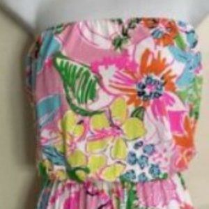 NWOT Women’s Lilly Pulitzer Maxi Dress, Tropical Pattern, Strapless, Size XS